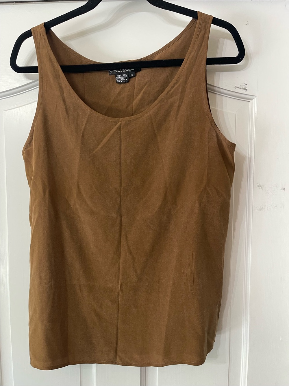 Eileen Fisher Brown Tank Top - Scoop Neck Sleeveless Shell